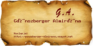 Günszberger Almiréna névjegykártya